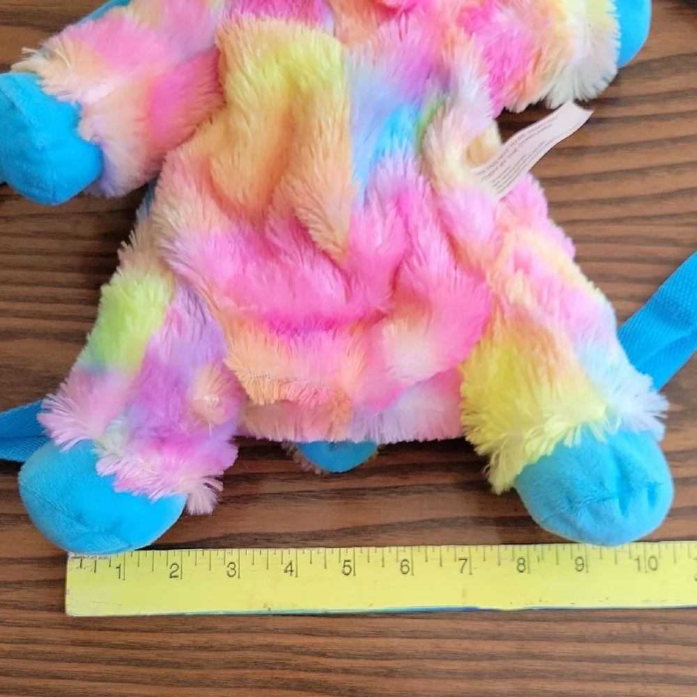 NWT -- Plush Rainbow Moose Backpack - Blue Accents